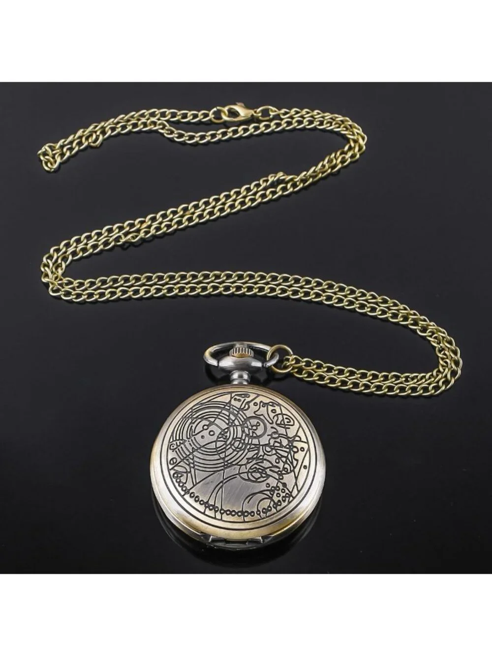 Vintage Movie Theme Alloy Quartz Pocket Watch with Chain Necklace - Unique Gift